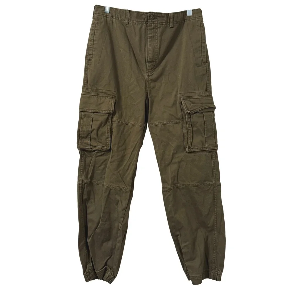 Old Navy Cargo Pants Jogger Style Boys Sz 18 Olive Green Casual Y2k Style School